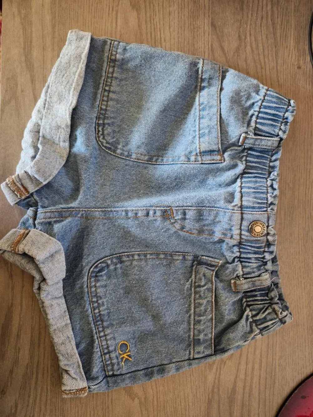 Girls Jean Shorts Size 6 Calvin Klein Elastic Waist Light Blue Denim Pockets - Picture 2 of 7